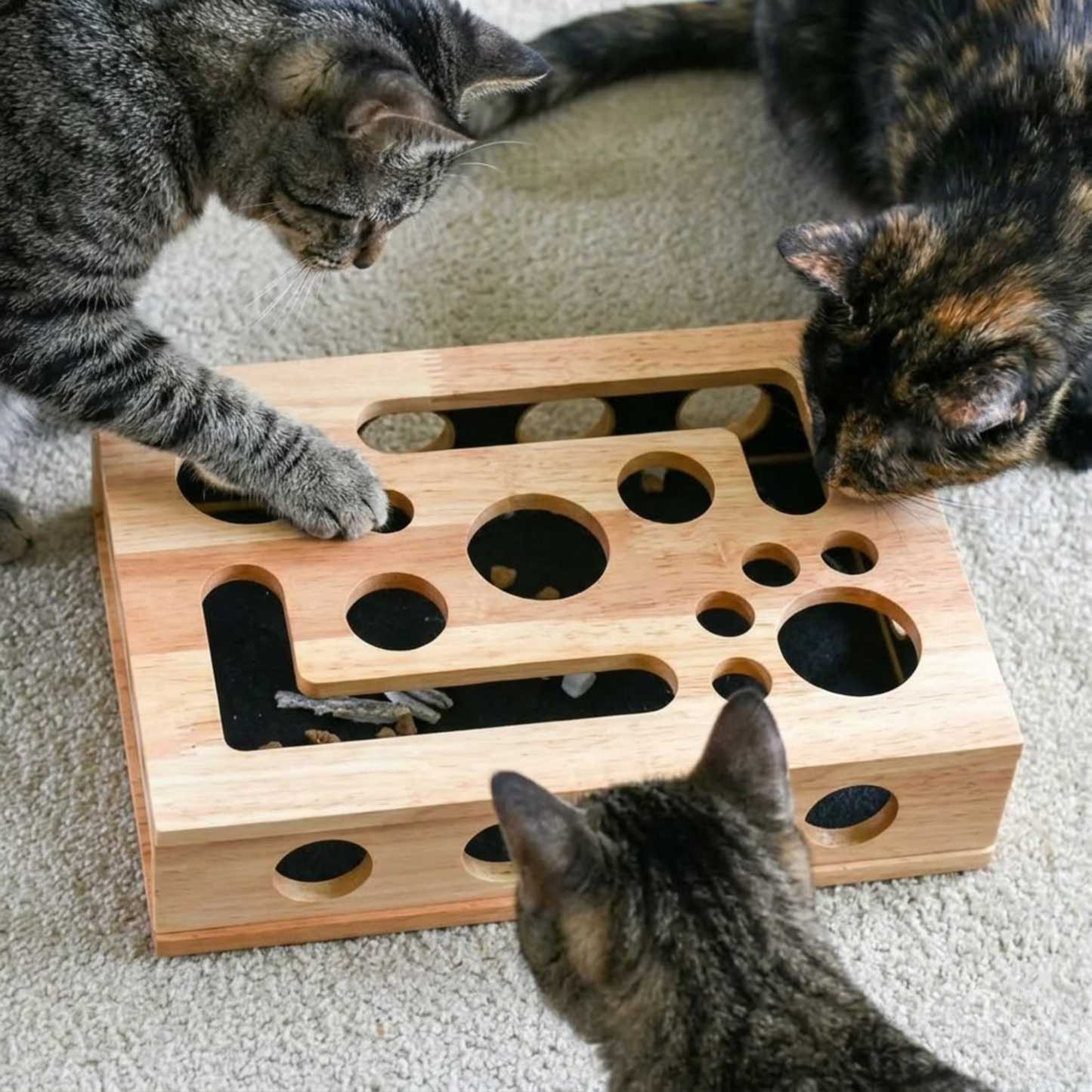 Solid Wood Maze Cat Educational Toy Box