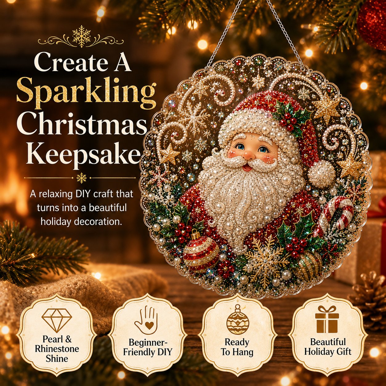 Christmas Pearl Diamond Art Suncatcher Kit
