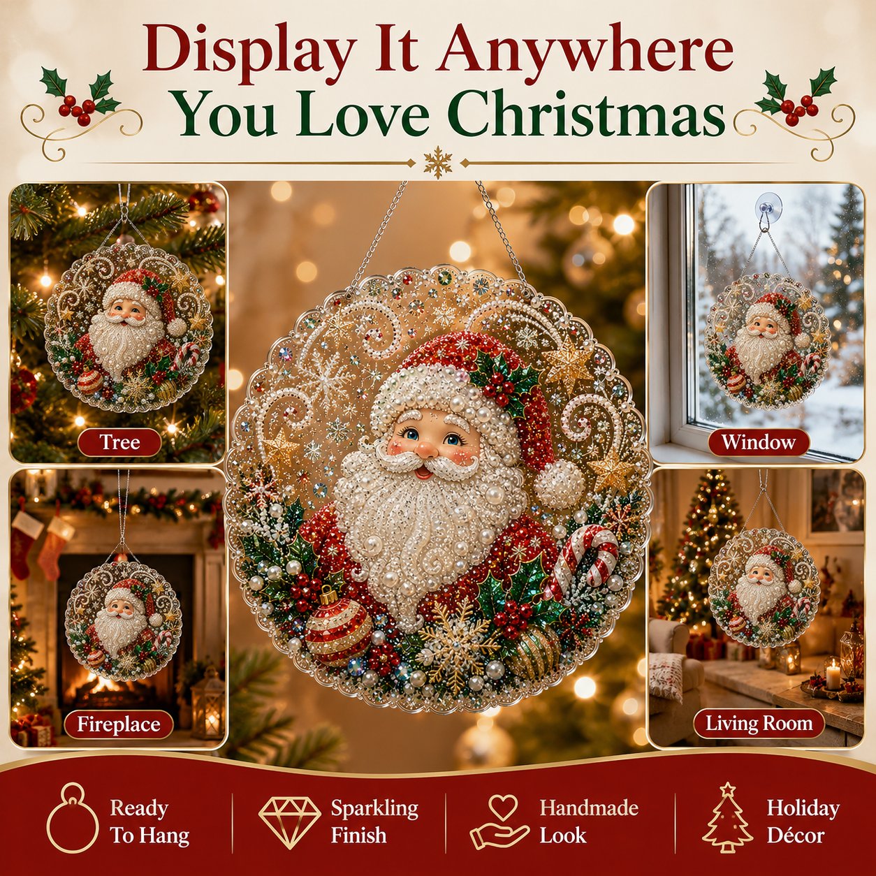 Christmas Pearl Diamond Art Suncatcher Kit